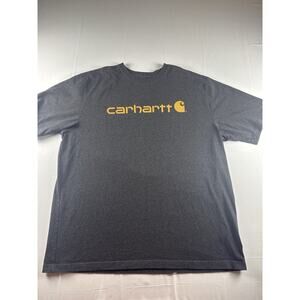 Carhartt Logo T Shirt Mens 2XL Loose Fit Charcoal Gray Workwear Tee